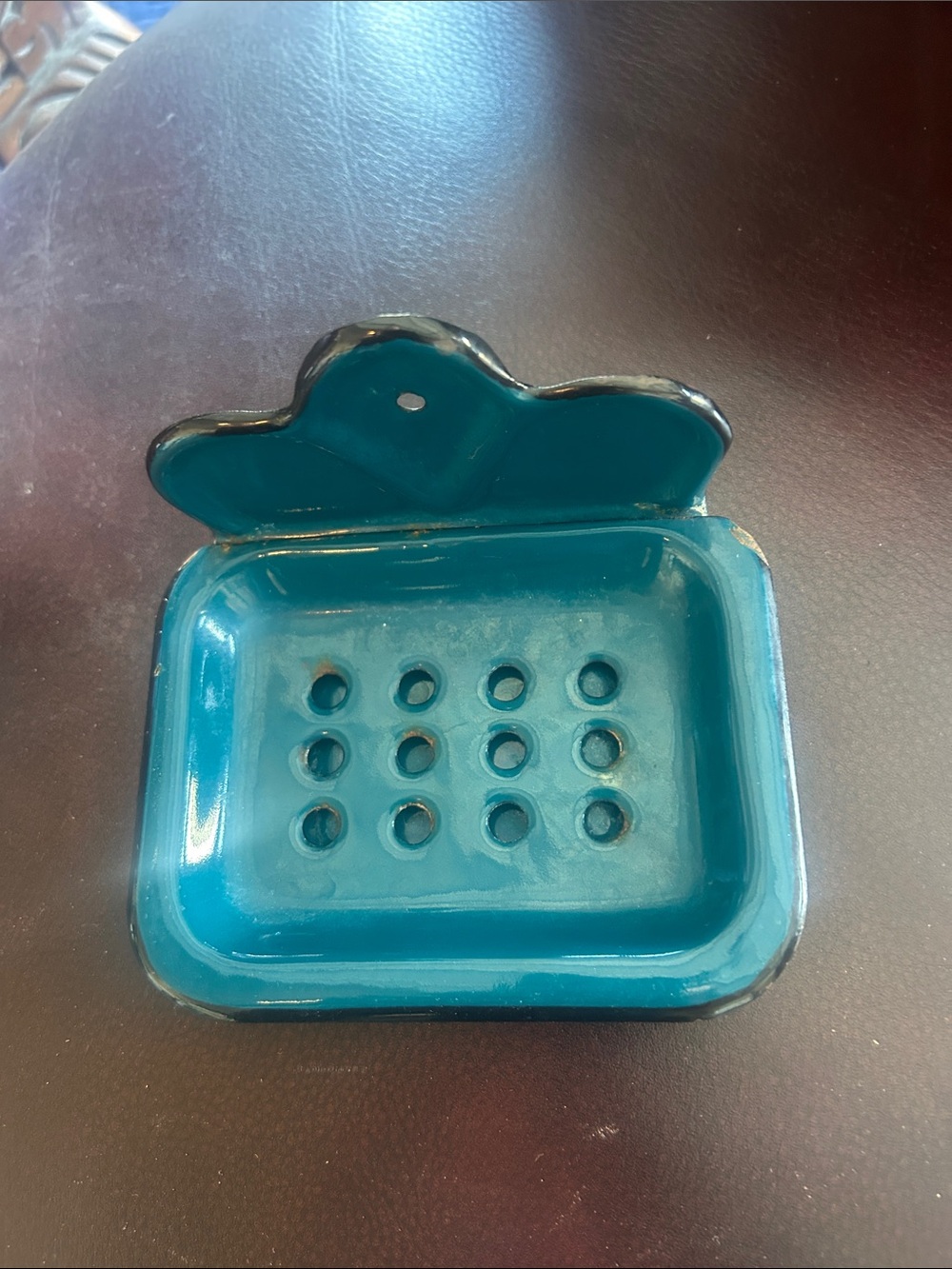 Ceramic Teal Wall-Mount Soap Dish